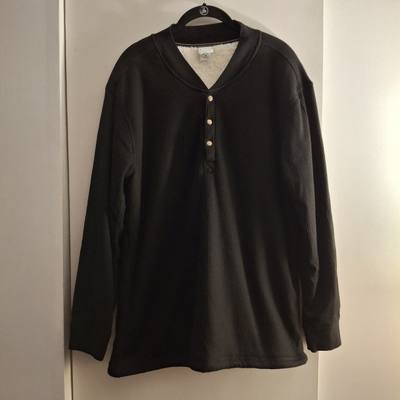 Haband Men's Black Sherpa Fleece Lined Pullover Sweater - Picture 1 of 8